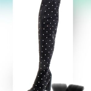 NWOT Jessica Simpson Elegant Black Over-the-Knee Boots with Silver Detailing